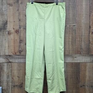 Alfred Dunner Classic Fit Pants Comfort Waist Pull on Lime Green Size 18 New